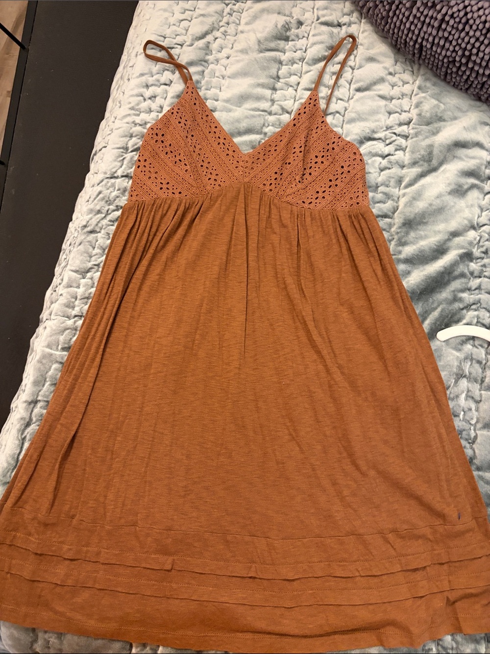 Lucky Brand Rust Eyelet Cami Maxi Dress with eyelet top, like new